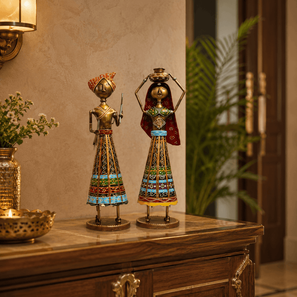 Traditional Rajasthani Tribal Couple Figurine