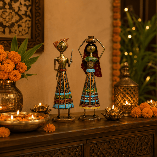 Traditional Rajasthani Tribal Couple Figurine