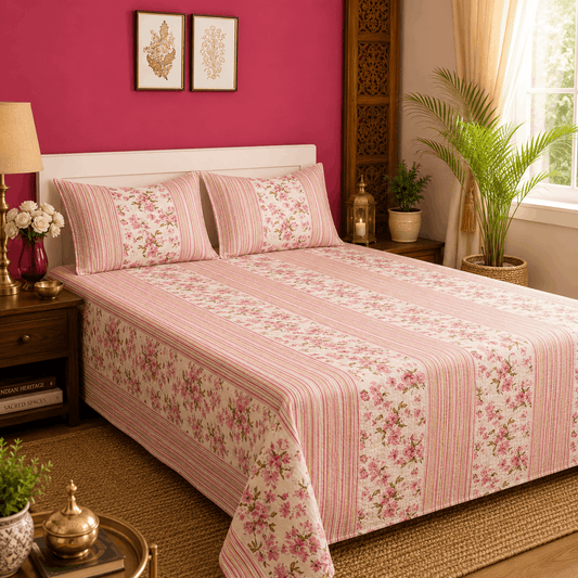Quilted Bed Cover Set - Ash Grey Print