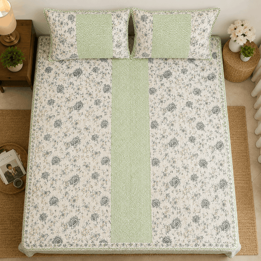 Quilted Bed Cover Set - Mustard Garden