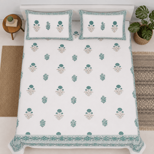 Quilted Bed Cover Set - Grey Bloom