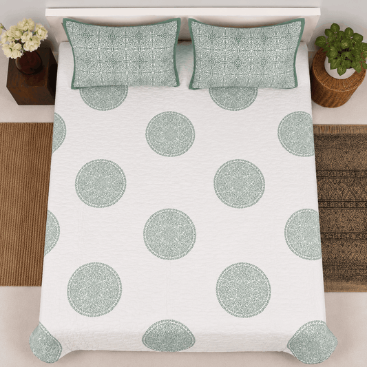 Quilted Bed Cover Set - White Traditional