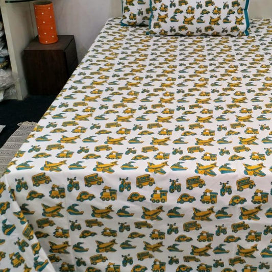 Premium Hand Block Printed Cotton Bedsheet Set - Printed Pattern