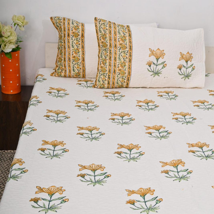 Quilted Bed Cover Set - Pink Blossom