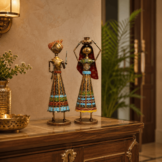 Traditional Rajasthani Tribal Couple Figurine