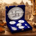 5-Piece Silver Finish Swastik Pooja Thali Set