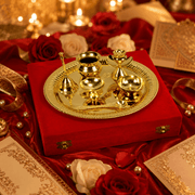 Piece Golden Pooja Thali Set (Brass & Stainless Steel Mix)-7