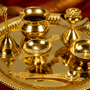 Piece Golden Pooja Thali Set (Brass & Stainless Steel Mix)-7