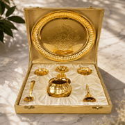 7-Piece Golden Laxmi-Ganesha Pooja Thali Set