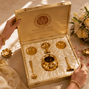 7-Piece Golden Laxmi-Ganesha Pooja Thali Set