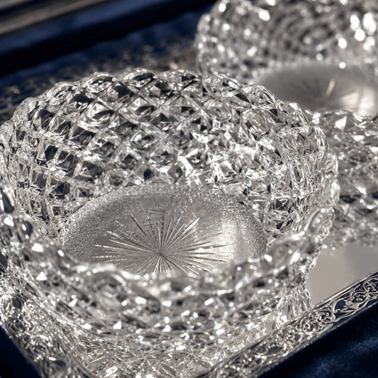 3-Piece Silver Crystal Bowl & Tray Gift Set