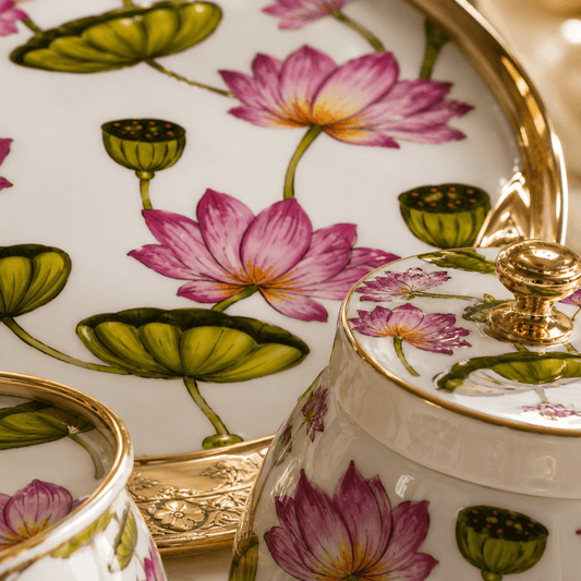 3-Piece Pichwai Lotus Design Dry Fruit Basket & Jar Set