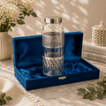 Decorative Glass Water Bottle with Silver Metal Sleeve