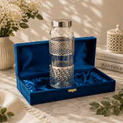 Decorative Glass Water Bottle with Silver Metal Sleeve
