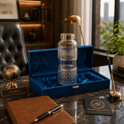 Decorative Glass Water Bottle with Silver Metal Sleeve