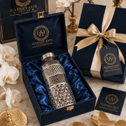 Decorative Glass Water Bottle with Silver Metal Sleeve