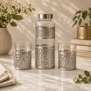 3-Piece Decorative Glass Water Bottle Gift Set