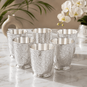 6-Piece Silver Plated Floral Engraved Glass Set