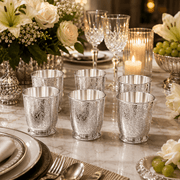 6-Piece Silver Plated Floral Engraved Glass Set