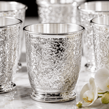 6-Piece Silver Plated Floral Engraved Glass Set