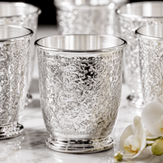 6-Piece Silver Plated Floral Engraved Glass Set