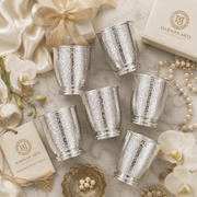 6-Piece Silver Plated Floral Engraved Glass Set