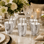 6-Piece Silver Plated Floral Engraved Glass Set