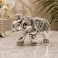 999 Silver Covered Antique Elephant Idol with Om Symbol