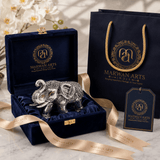 999 Silver Covered Antique Elephant Idol with Om Symbol