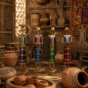 4-Piece Colorful Metal Tribal Women Tealight Holder Set