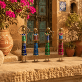 4-Piece Colorful Metal Tribal Women Tealight Holder Set