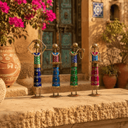 4-Piece Colorful Metal Tribal Women Tealight Holder Set