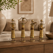4-Piece Antique Gold Metal Tribal Women Tealight Holder Set