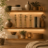 4-Piece Antique Gold Metal Tribal Women Tealight Holder Set