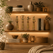 4-Piece Antique Gold Metal Tribal Women Tealight Holder Set