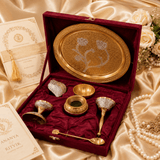 Gold Finish Floral Pooja Thali Set – 7 Pieces