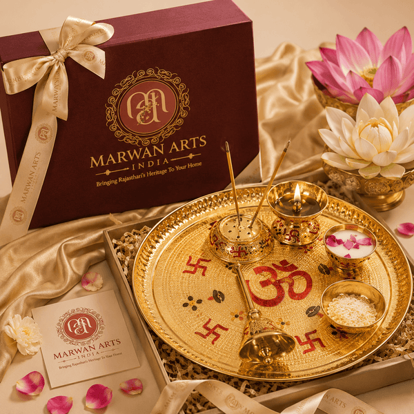 Brass Om Pooja Thali Set – 6 Pieces