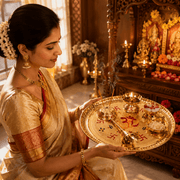 Brass Om Pooja Thali Set – 6 Pieces