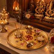 Brass Om Pooja Thali Set – 6 Pieces