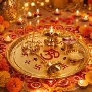 Brass Om Pooja Thali Set – 6 Pieces