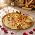 Brass Om Pooja Thali Set – 6 Pieces