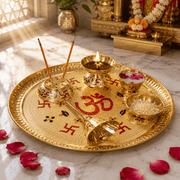 Brass Om Pooja Thali Set – 6 Pieces