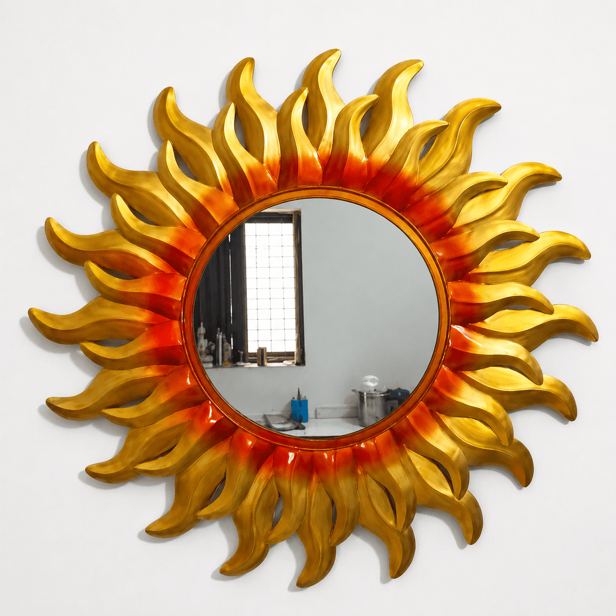 Golden Sunburst Wall Mirror
