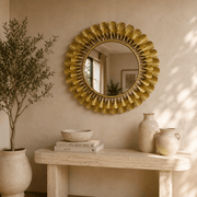Golden Designer Round Wall Mirror
