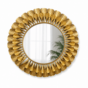 Golden Designer Round Wall Mirror