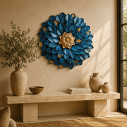 Blue Floral Metal Wall Art with LED
