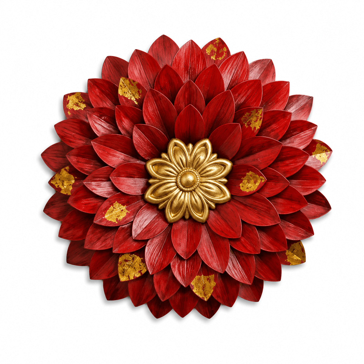 Red Floral Metal Wall Art with LED