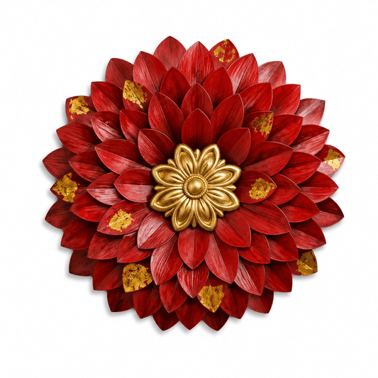 Red Floral Metal Wall Art with LED