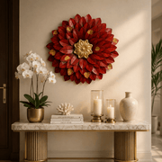 Red Floral Metal Wall Art with LED