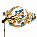 Blue Floral Tree Branch Metal Wall Art with LED